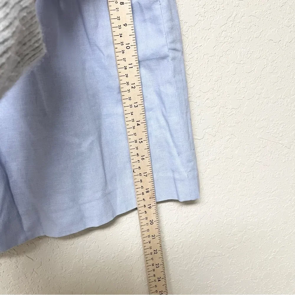 J. Crew Womens Linen Blend A-Line Skirt Pockets Size 12 Blue Stretch